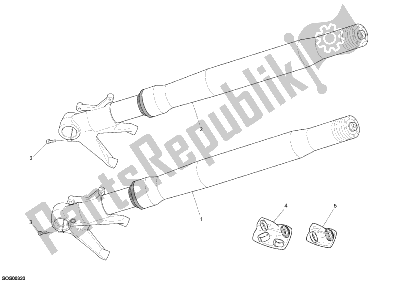 All parts for the Front Fork of the Ducati Superbike 1098 R USA 2008